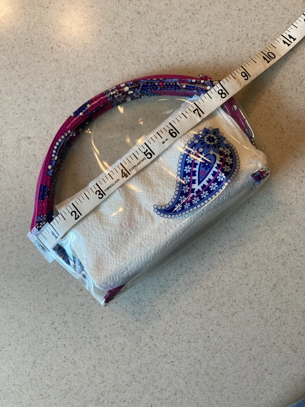 NWOT Vera Bradley Clear Cosmetic Zip Pouch Boysenberry Pattern Trim